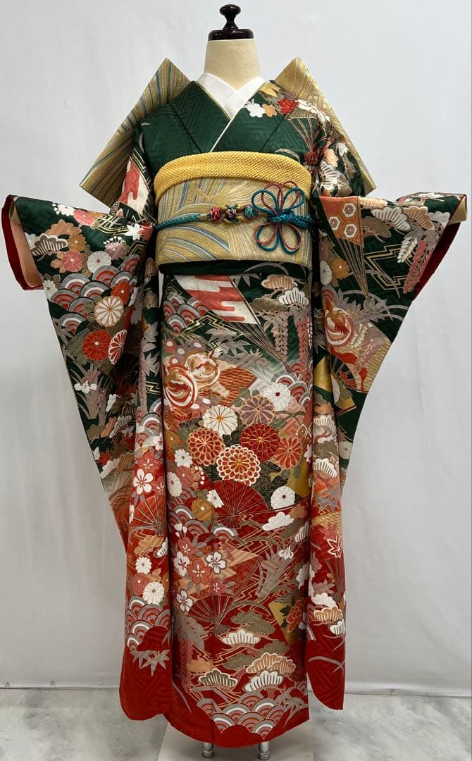 振り袖　フルセット　別誂長襦袢付　成人式　 金彩加工　刺繍入り　632