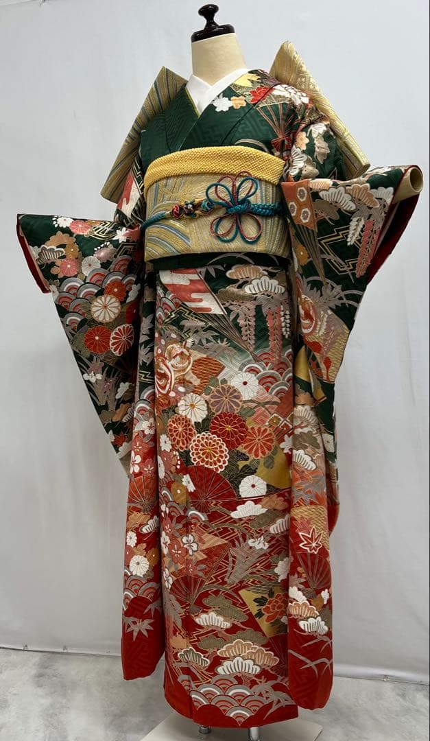 振り袖　フルセット　別誂長襦袢付　成人式　 金彩加工　刺繍入り　632