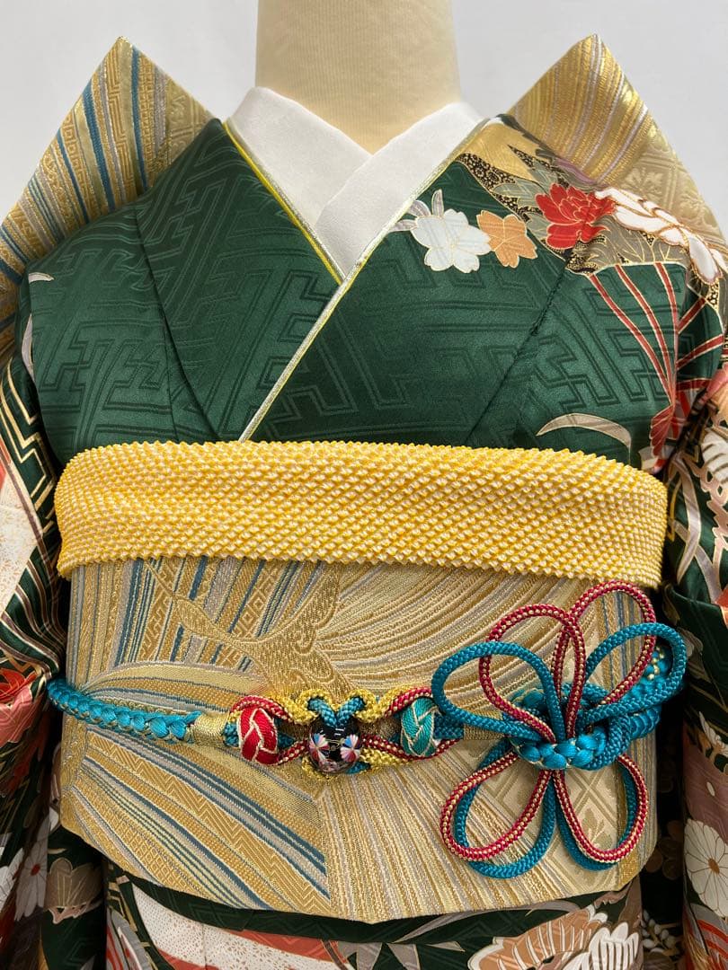 振り袖　フルセット　別誂長襦袢付　成人式　 金彩加工　刺繍入り　632