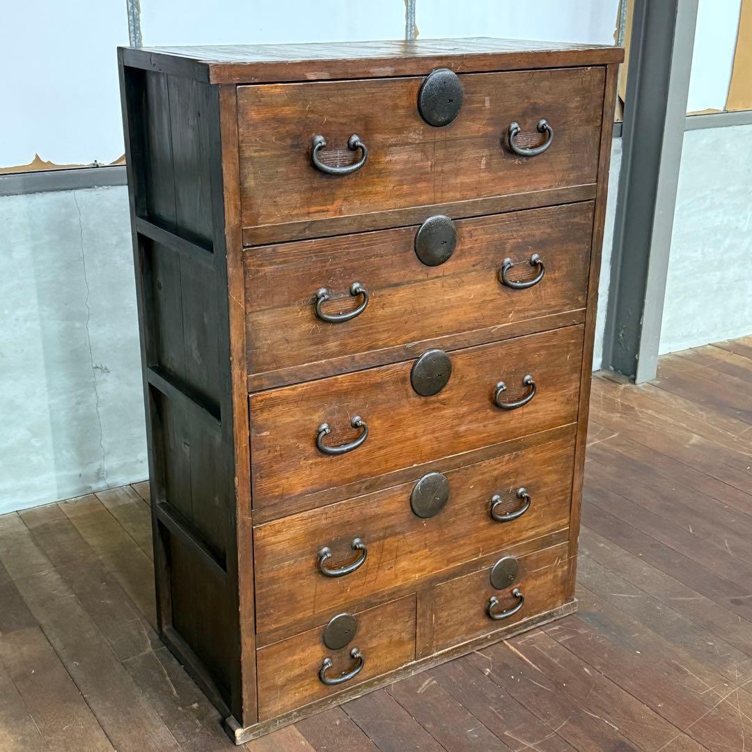 H15K56 和製アンティーク 5段チェスト