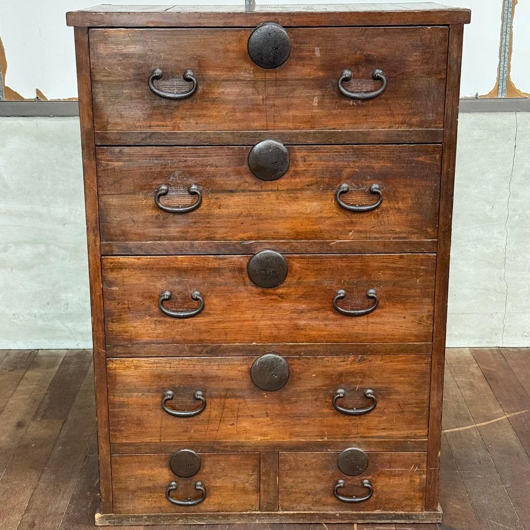 H15K56 和製アンティーク 5段チェスト