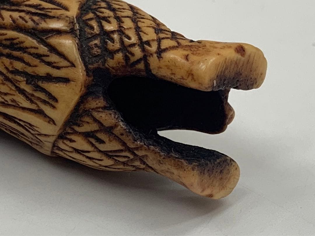 時代物 鹿角 煙管 煙管道具 キセル道具 蛸 漁師 9cm 48g