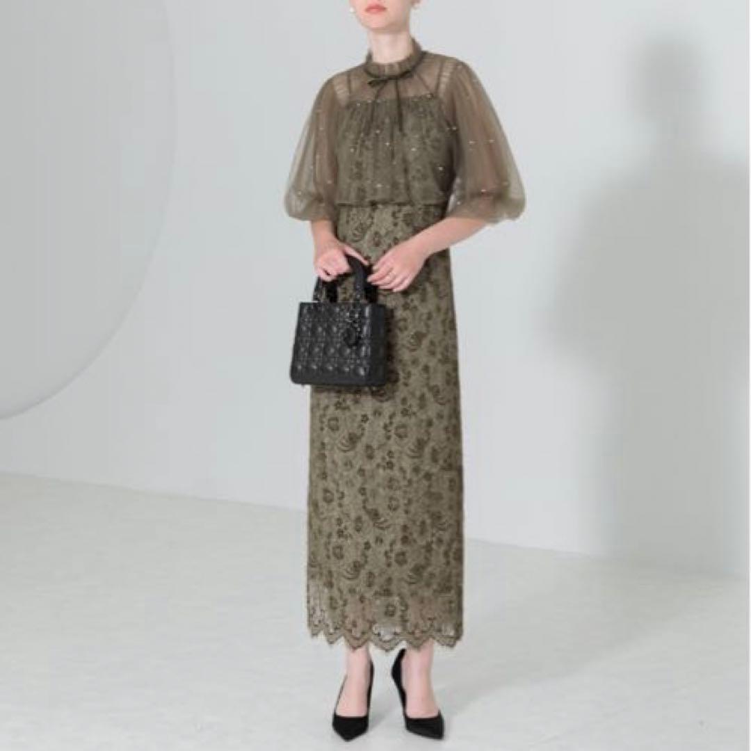 Leja パール付きボレロ　刺繍キャミワンピ　オケージョン　結婚式　お呼ばれ