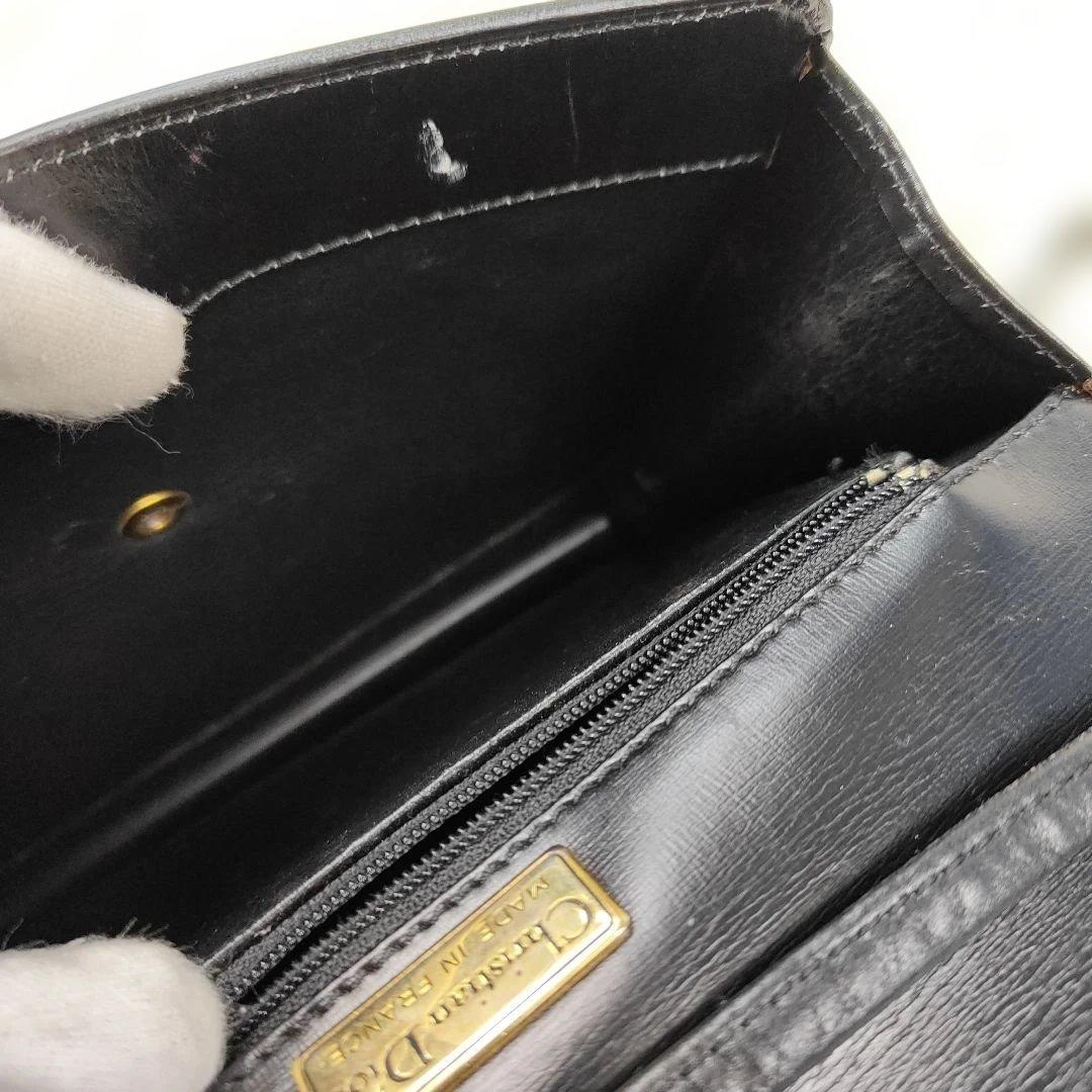 Dior　ショルダーバッグ　ロゴ金具　リボン　ブラック　レザー