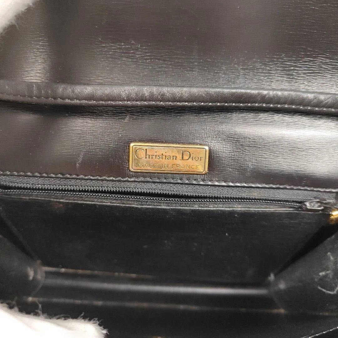 Dior　ショルダーバッグ　ロゴ金具　リボン　ブラック　レザー