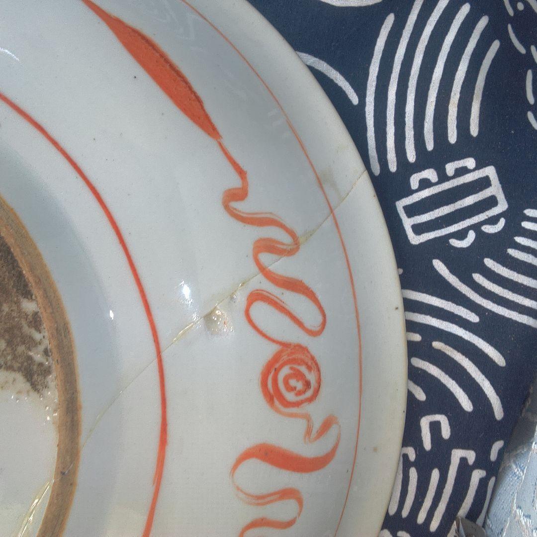 骨董６ ひび直しあります注意多色花模様の陶器皿