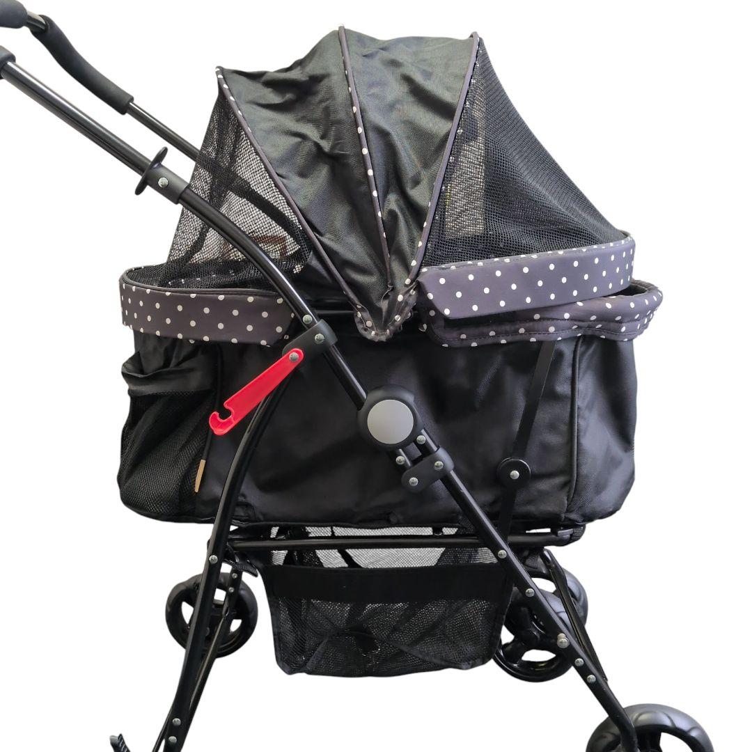 【美品 送料無料】GEX わんわんカート デラックス　多頭用　水玉　黒