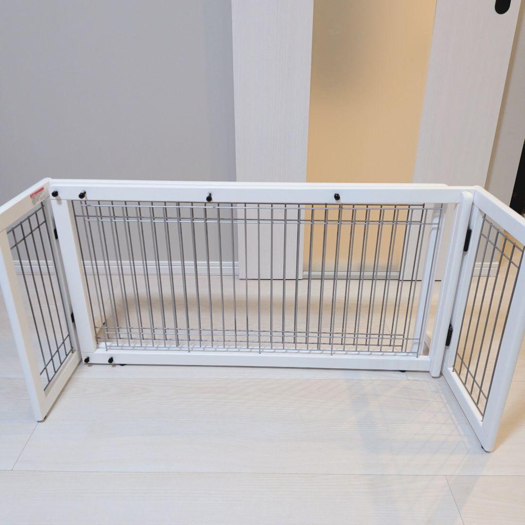 ペット用 木製おくだけゲート ホワイト　ワイド
