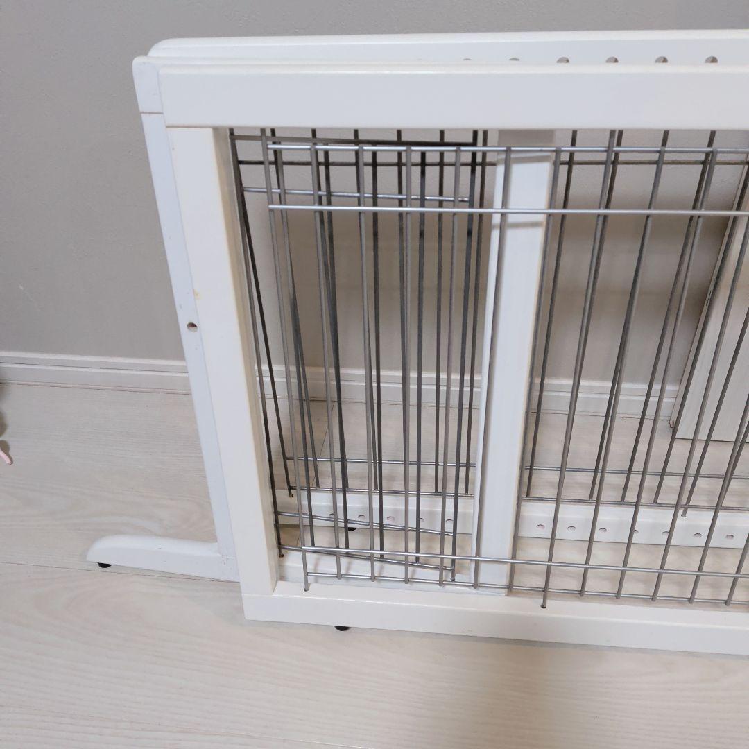 ペット用 木製おくだけゲート ホワイト　ワイド