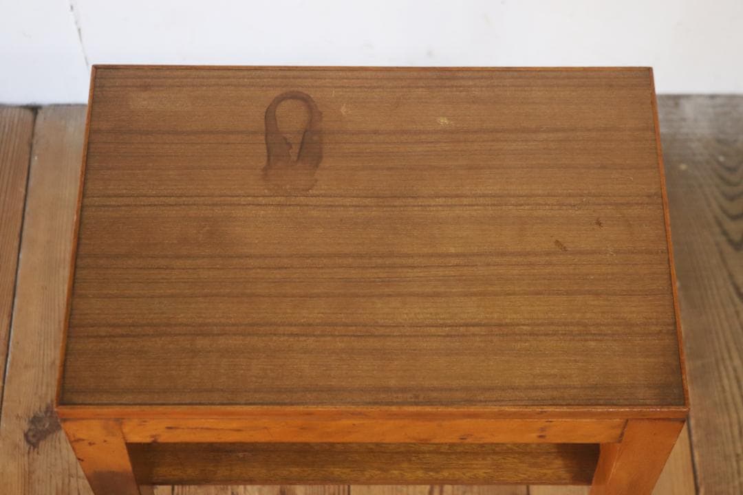 レトロ 花台 飾り台 展示台 テーブル 机 ラワン材 メラミン天板 ナチュラル