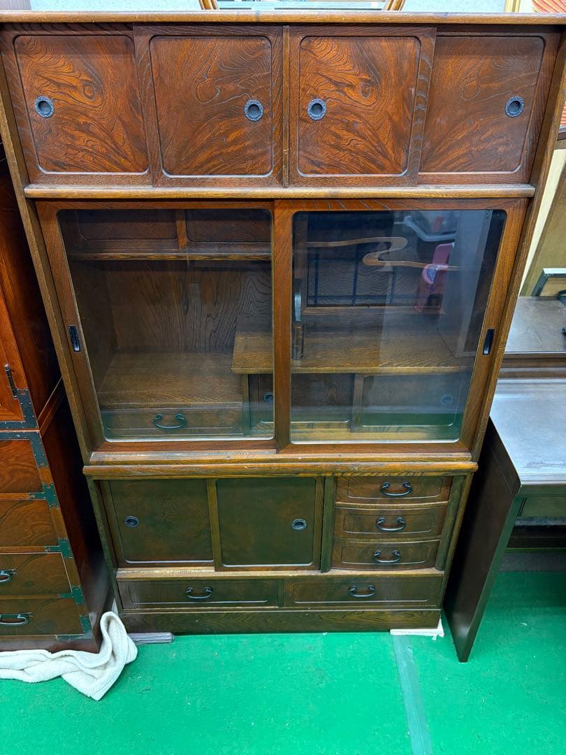 高級　欅（ケヤキ）　茶箪笥　和家具　飾り棚　違い棚　美品　飾り棚　昭和レトロ