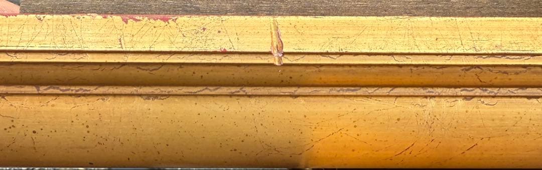 P40サイズ　 アンティーク調ゴールド油彩額縁 12/3前面アクリル板＆供箱付き