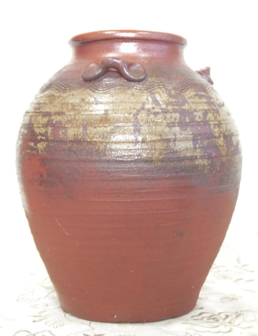 備前焼 古備前 三耳茶壺 花瓶 骨董 花器 フラワーベース 和風 置物