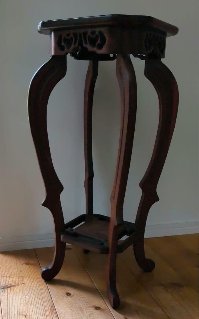 指物工芸　総シタン材(紫檀)　漆塗り 花台 アンティーク