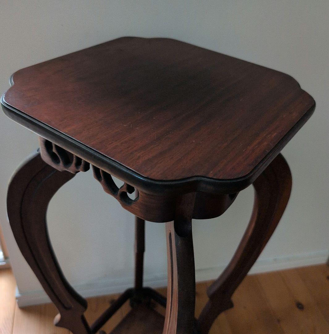 指物工芸　総シタン材(紫檀)　漆塗り 花台 アンティーク