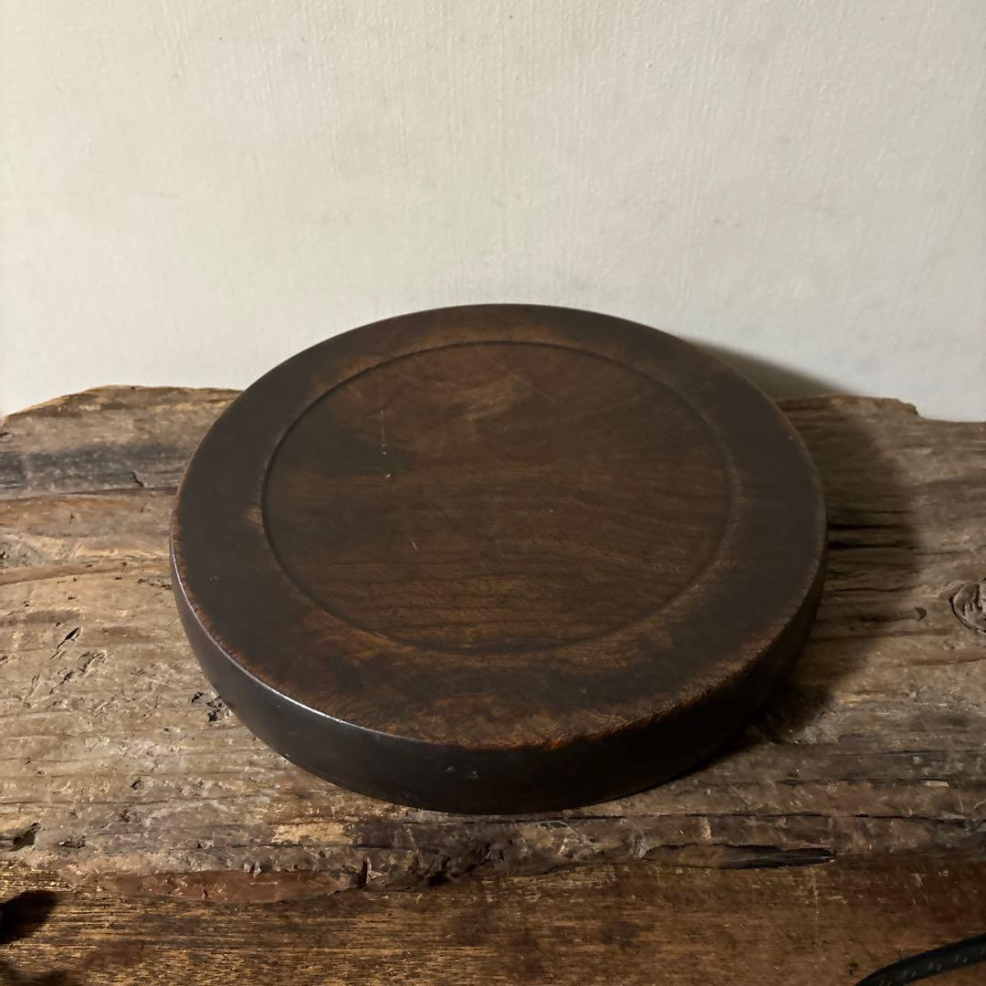 古い木地盆⑨ 丸盆　古民芸　アンティーク　くり抜き盆　酒器　煎茶　骨董　検:李朝