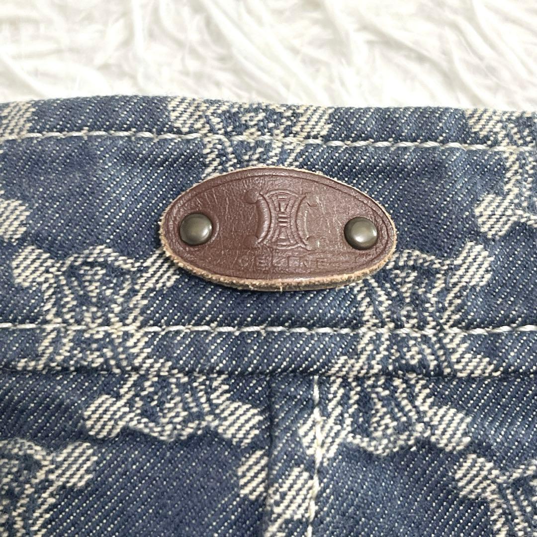 【稀少サイズ 42】セリーヌ デニムスカート マガダム ボックスプリーツ ブルー