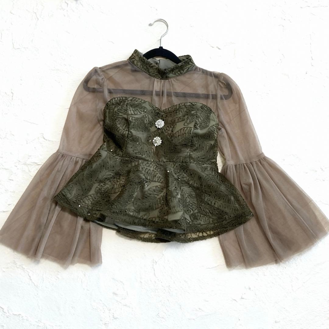 leja オケージョンドレス　グリーン　レース　S セットアップ　ビスチェ　緑