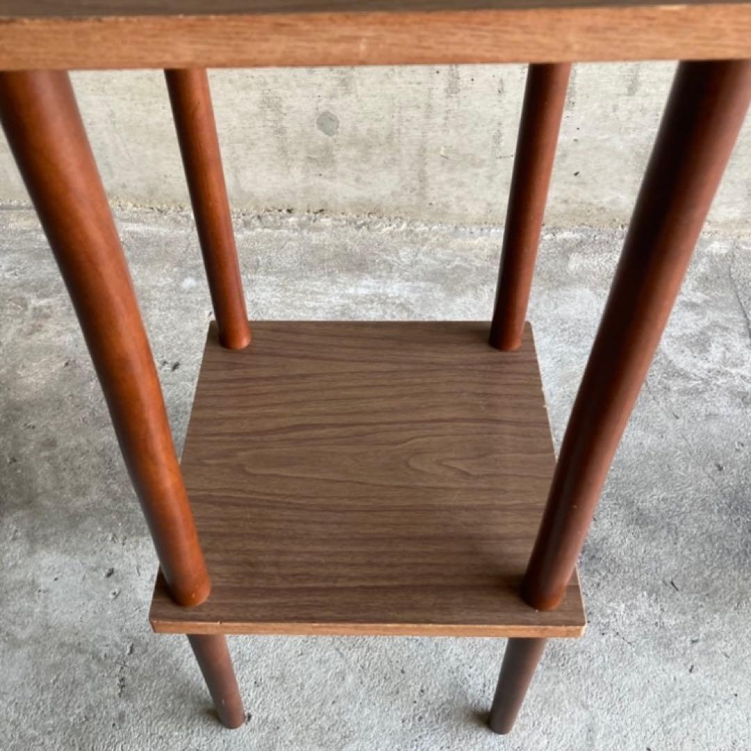 木製 ラック 飾り棚 電話台 サイドテーブル 花台 2段 木目調 昭和レトロ