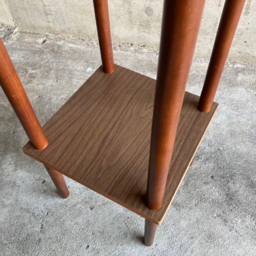 木製 ラック 飾り棚 電話台 サイドテーブル 花台 2段 木目調 昭和レトロ