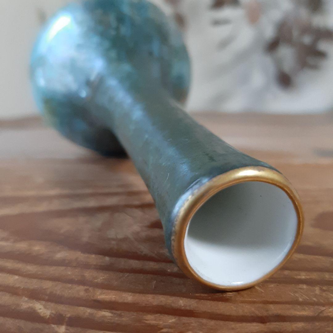 No4707 リモージュ　フランス　鶴首花瓶　高さ21cm 陶磁器　送料無料