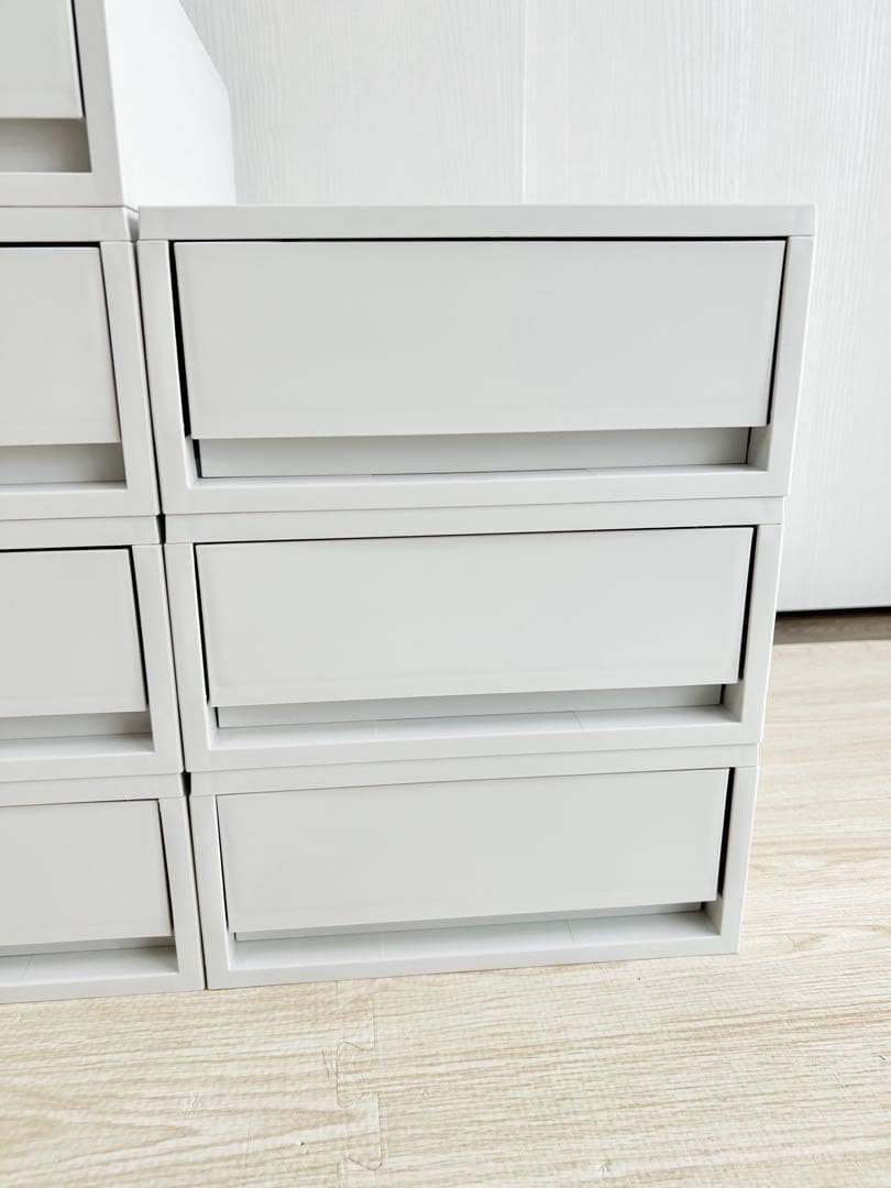 無印良品　ポリプロピレンケース・引出式・浅型・ホワイトグレー