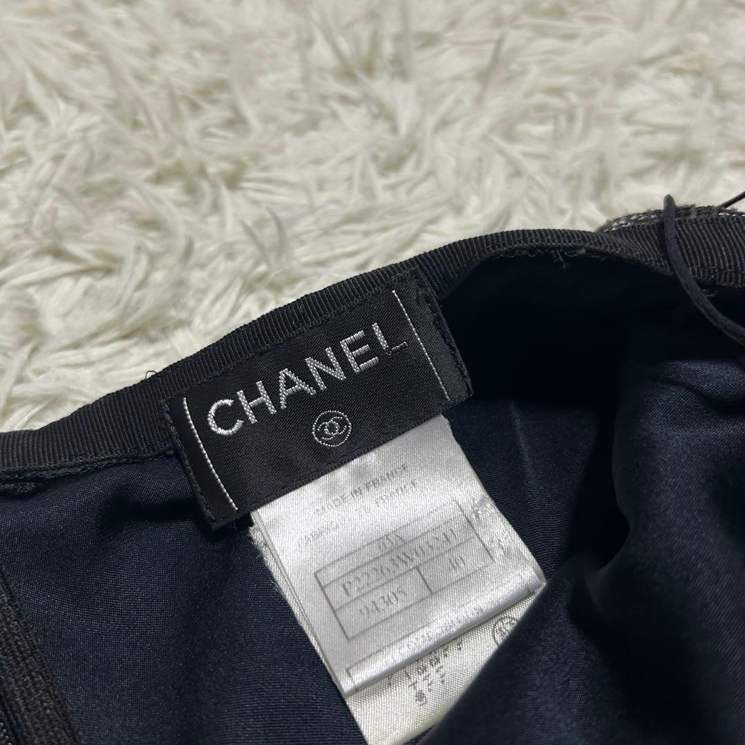 CHANEL 03A ココマーク 花柄刺繍 レース チュール フレアスカート40