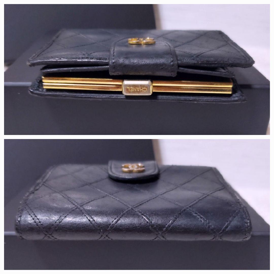 シャネル 折財布 ラムスキン ビコローレ ブラック 黒 ココマーク