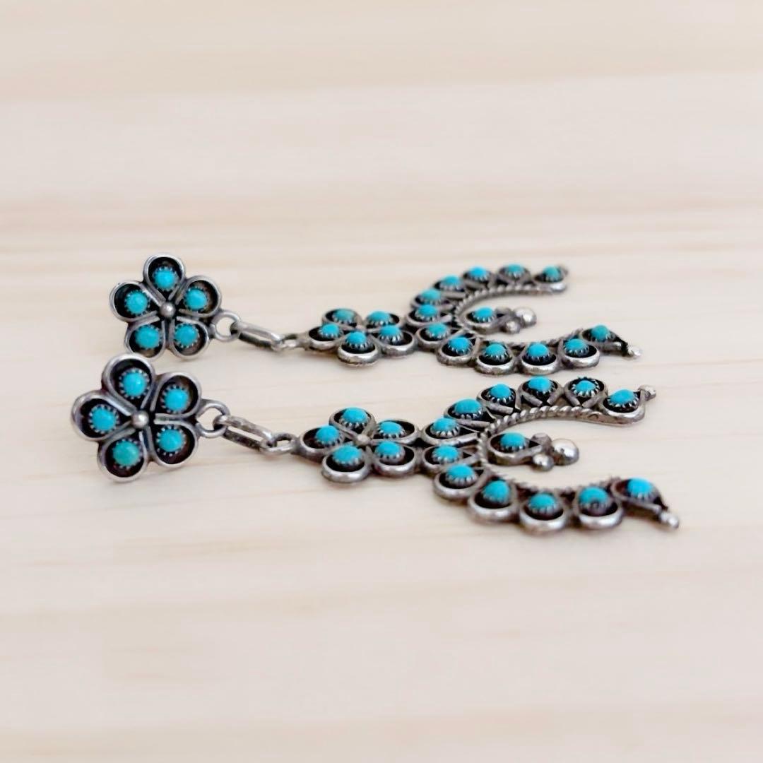 ズニ族 ナジャ ターコイズ ピアス ニードルポイント インディアンジュエリー