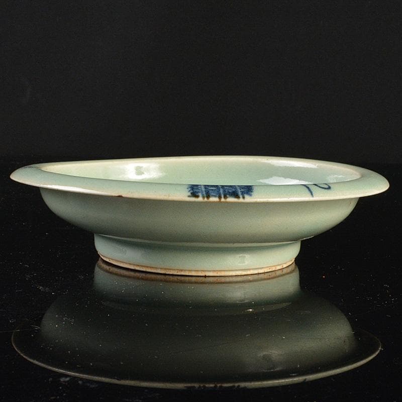 有田焼　初期有田　鍋島青磁　柴垣柳文鉢　高足皿　時代箱付　V　R6606