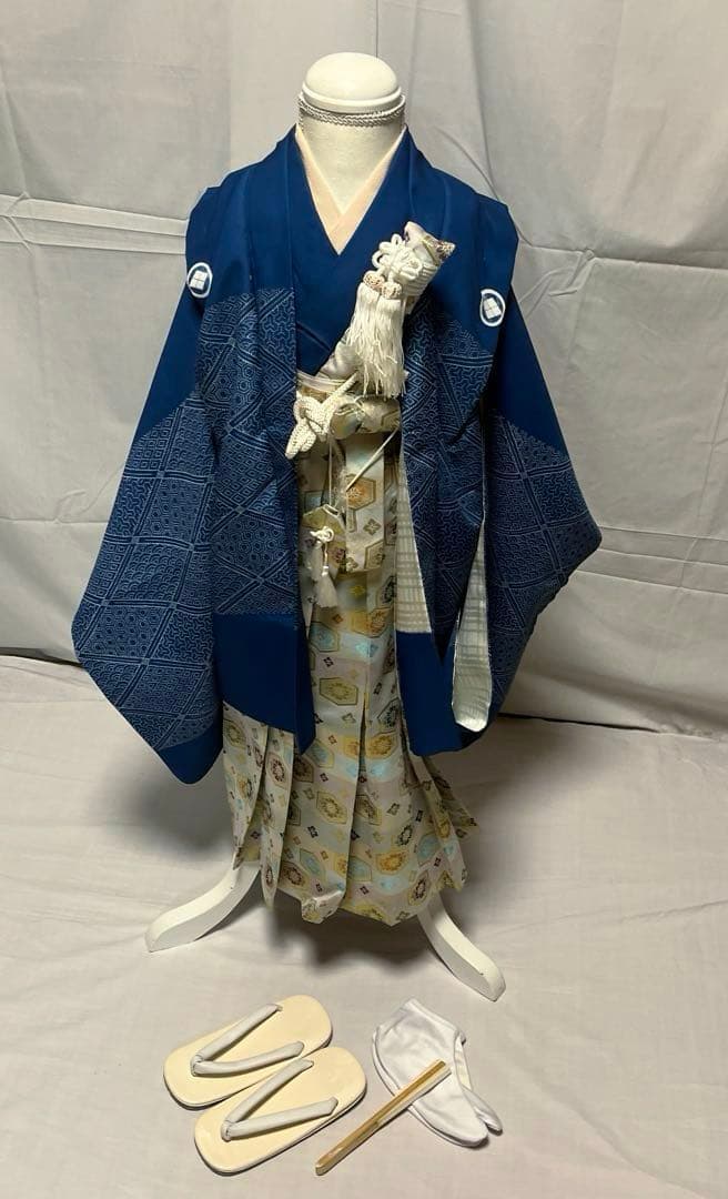 に*ん様 1-上　七五三　お正月　着物　男の子　五歳　9点セット