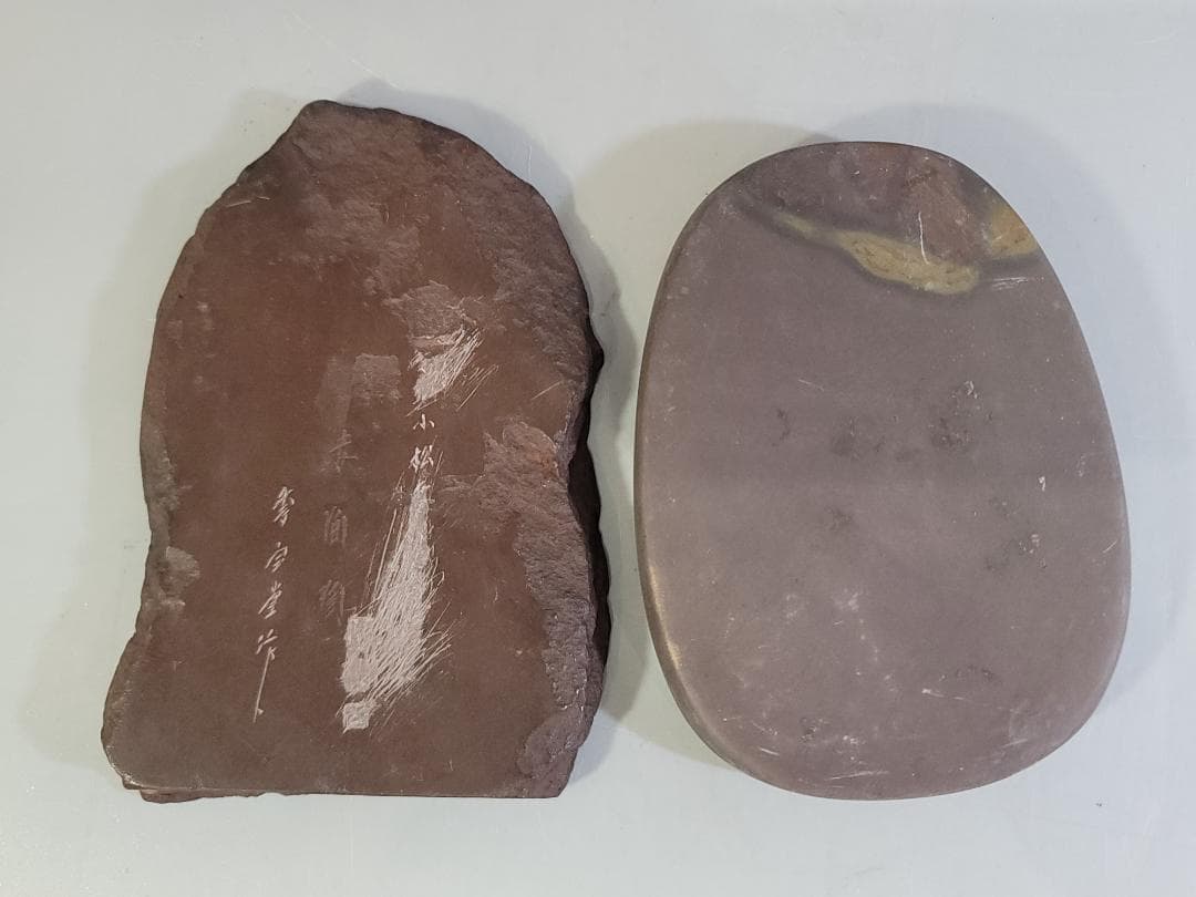 中国古玩 美術工芸品 書道具7点セット「中国木箱付 端渓硯2個 唐墨4個