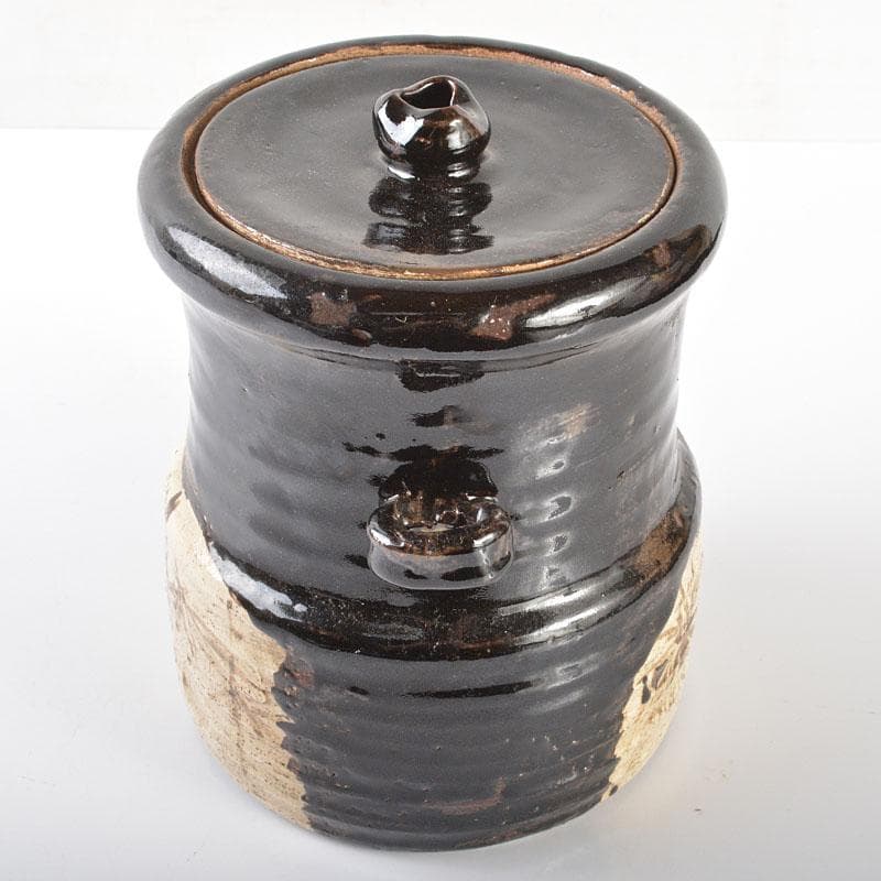 北大路魯山人作　黒織部　水指　時代箱付　V　R6469B