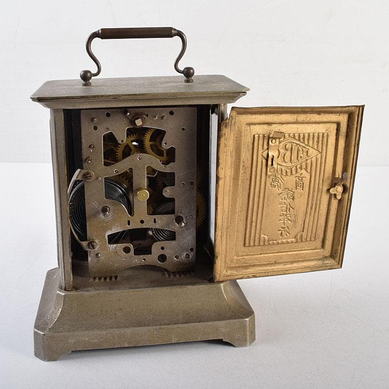 アンティーク　昭和レトロ　謙信洋行　置時計　ゼンマイ式　ジャンク品　VR8849