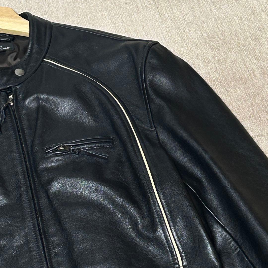 美品　PS PaulSmith シングルライダースジャケット　(L) 牛革　黒