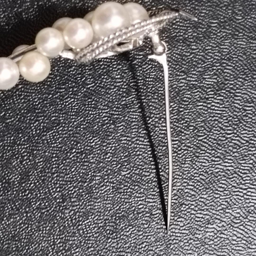 ミキモト パール　11粒　ブローチ　コサージュ　リボン　SV