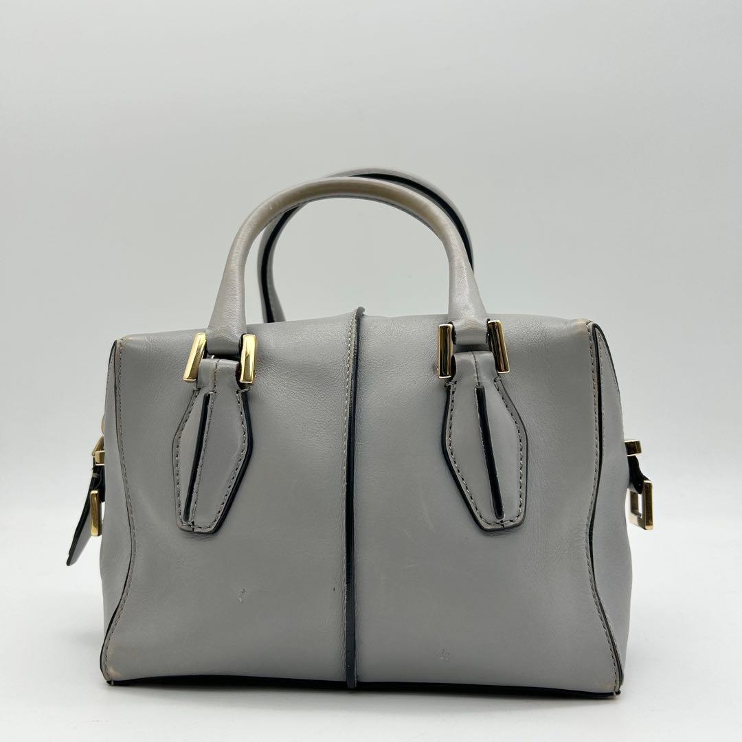 TOD'S　トッズ　ミニショルダーバッグ　2way　レザー　グレー　Dキューブ
