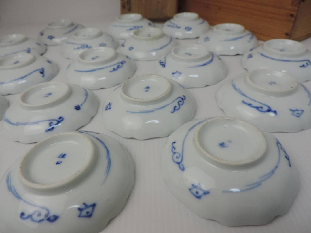 大正伊万里　藍地手塩皿　19枚