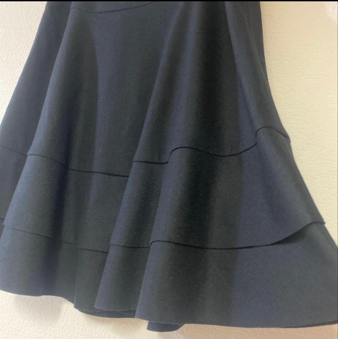 To be chic 黒 ティアードスカート ウール100%裏地つき