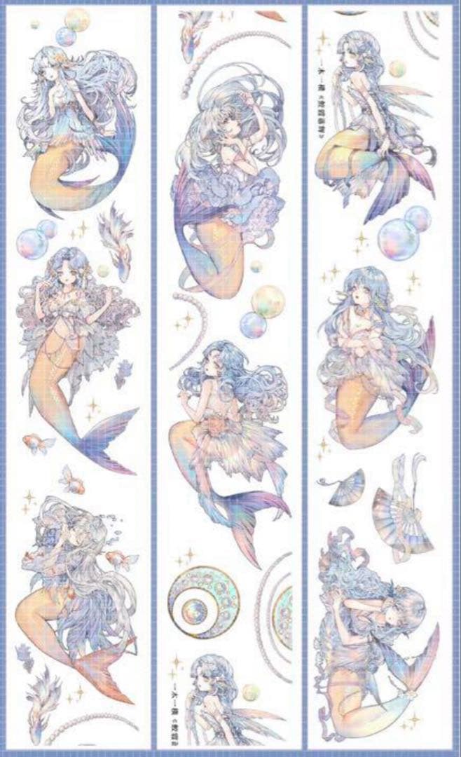 《在庫ラスト❗️処分セール》海外人物　マスキングテープ　墨魚 14点　⚠️ホロpet