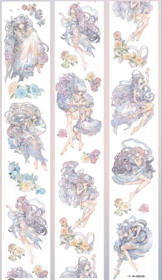 《在庫ラスト❗️処分セール》海外人物　マスキングテープ　墨魚 14点　⚠️ホロpet