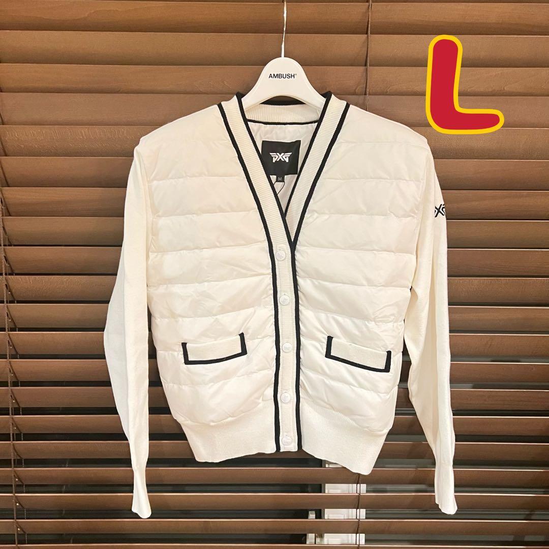 PXG ゴルフ レディース ニットダウン カーディガン ジャケット 長袖 白L