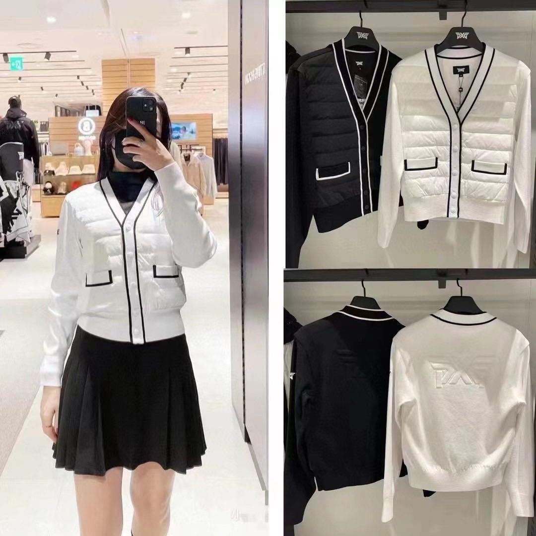 PXG ゴルフ レディース ニットダウン カーディガン ジャケット 長袖 白L