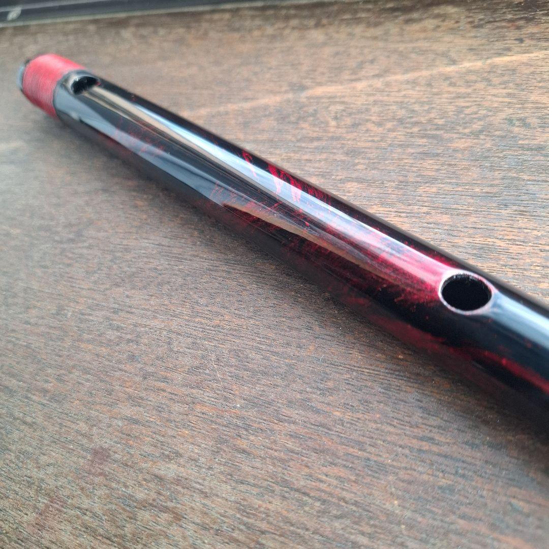 篠笛　古典調　7穴　五本調子　天地藤巻き　超鐵仕様　黒地／赤①