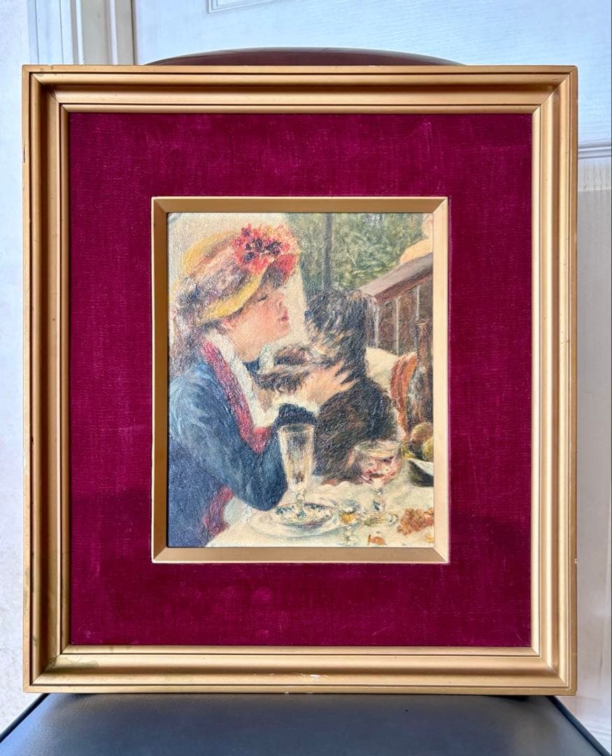 ルノワール複製画　子犬を抱く少女　フレーム付き