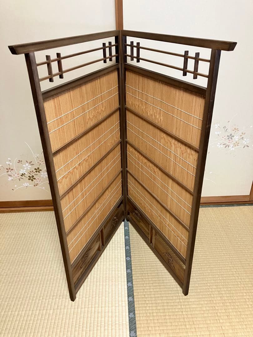 年末年始お値下げ　簾戸　衝立　漆塗り　ビンテージ　もう作れない　明治時代　建具