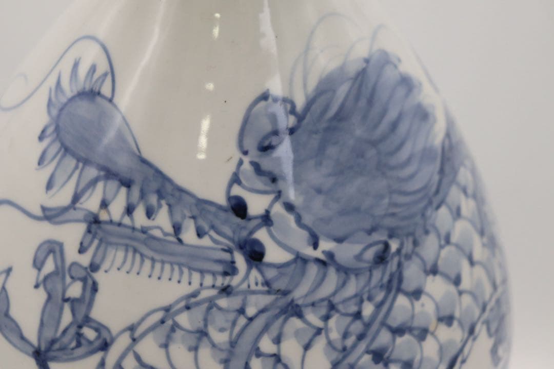 李朝　染付　龍紋大瓶　送料込み250506