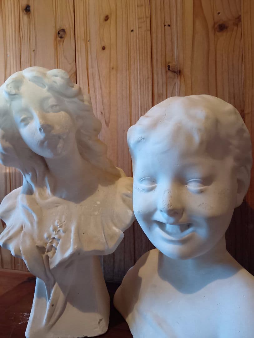 デッサン用　石膏像、スズランの少女と子供の2体セット　送料無料