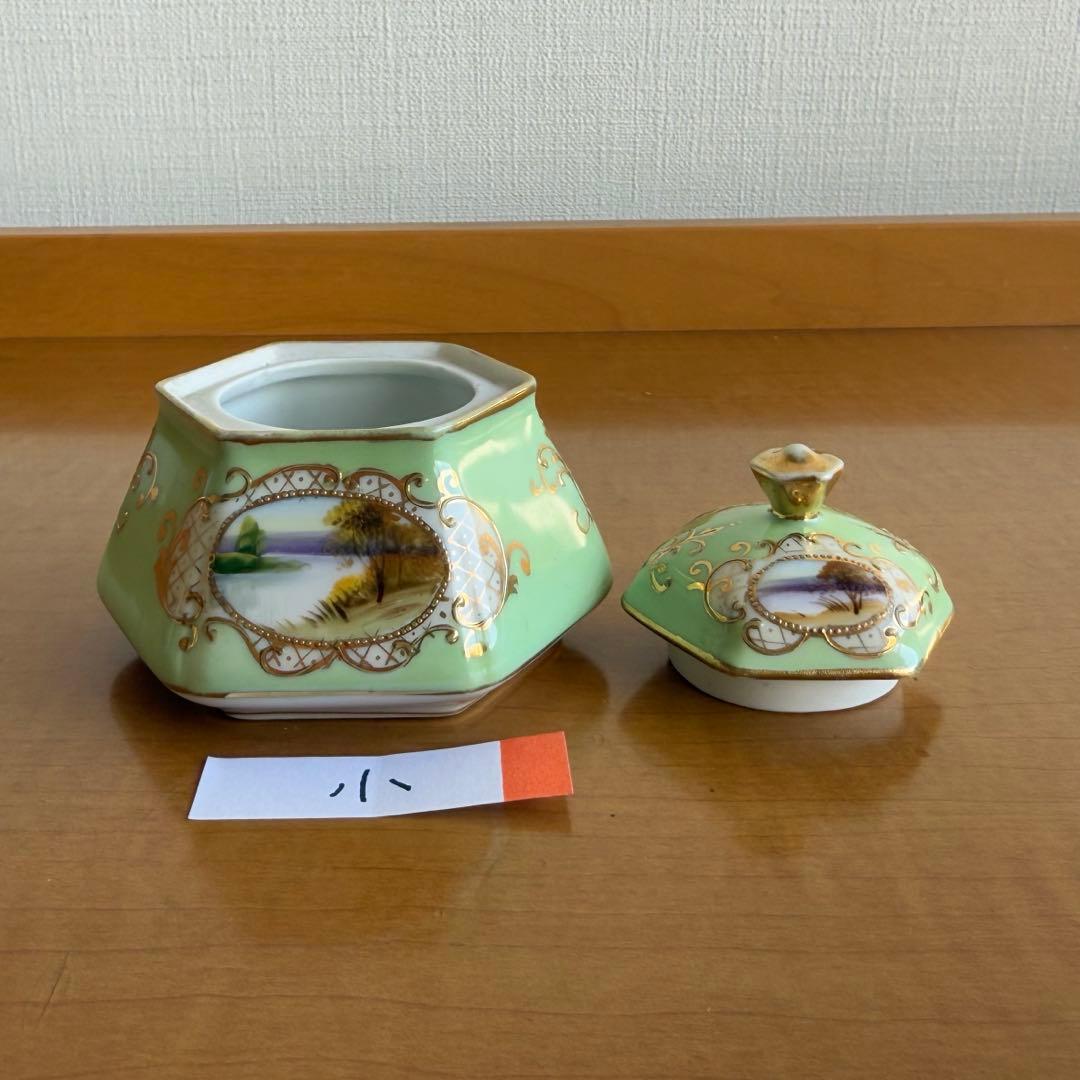 オールドノリタケ　里帰り　オクトゴナル　六角　蓋もの3点セット　金盛り