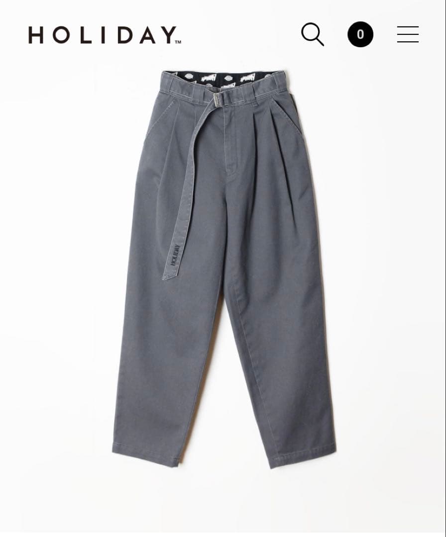 ★HOLIDAY DICKIES BELTED 2TUCK PANTS GRAY